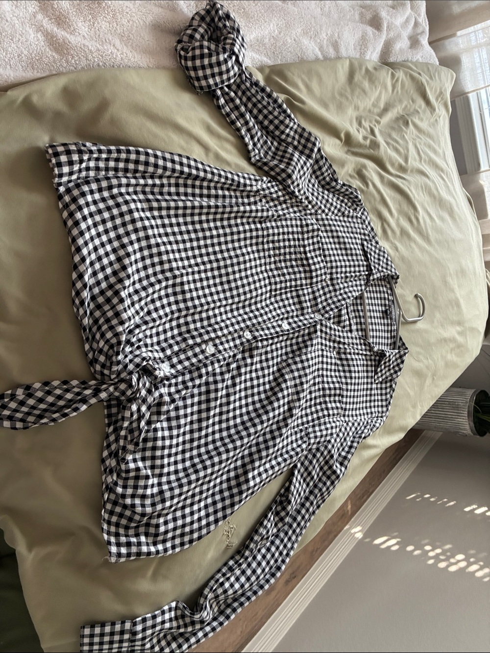 Jones New York Black and White Gingham Button-Front Shirt